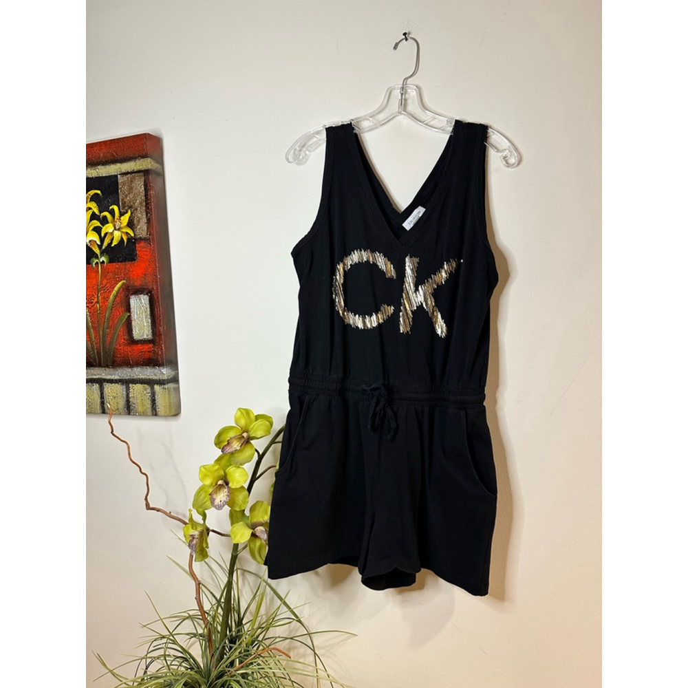 Calvin Klein black with gold logo Romper size M